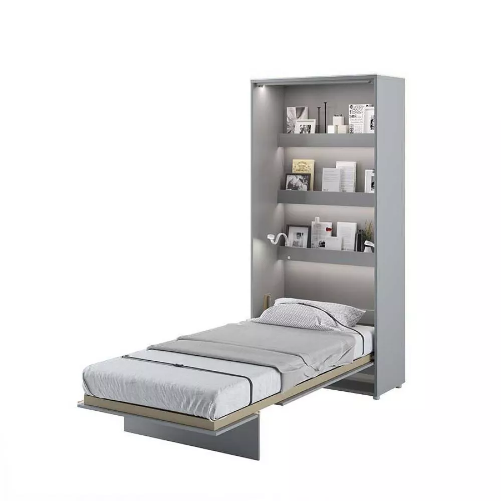 Gulta Basic Concept LED ar stelāžu Guļamvietas platums: 90 cm, Guļamvietas garums: 200 cm, stelāžas tips: koka, · Pelēks