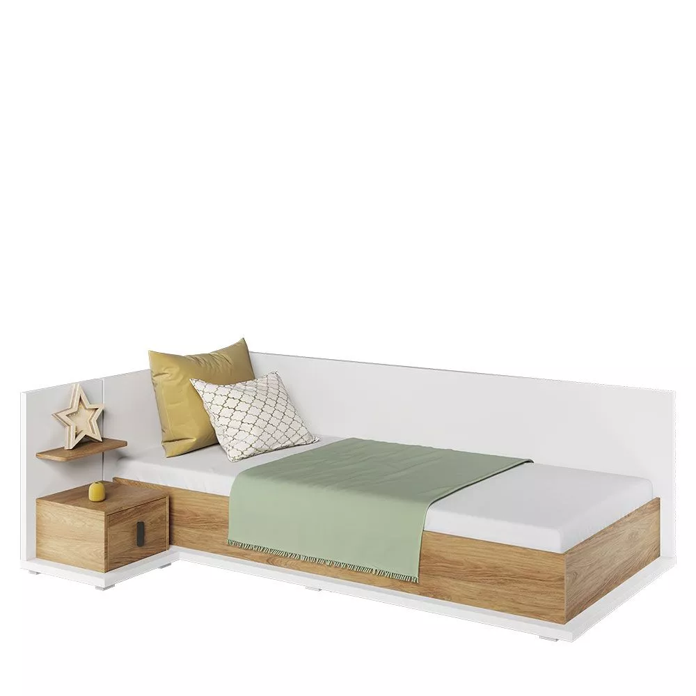 Gulta Massi MS-08/09 Left Guļamvietas platums: 90 cm, Korpusa krāsa: balts, Guļamvietas garums: 200 cm, · 145 × 212 × 70
