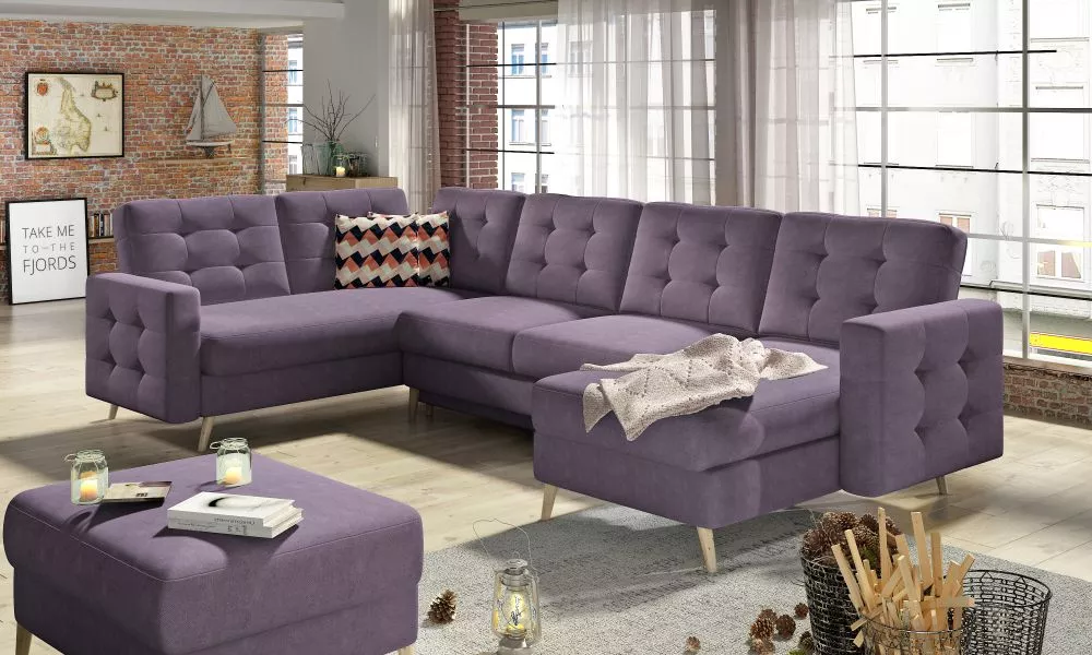 Dīvāns Asgard U Lux standard · Violets · 202 × 320 × 90 cm