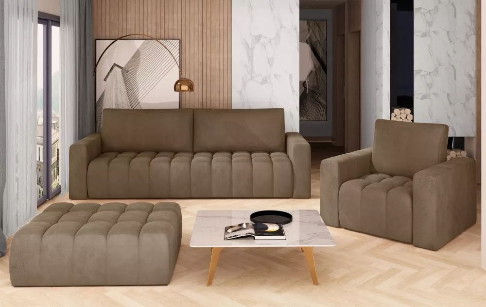 Komplekts Lazaro 3S+1S+P Premium standard · Brūns · 97 × 245 × 86 cm