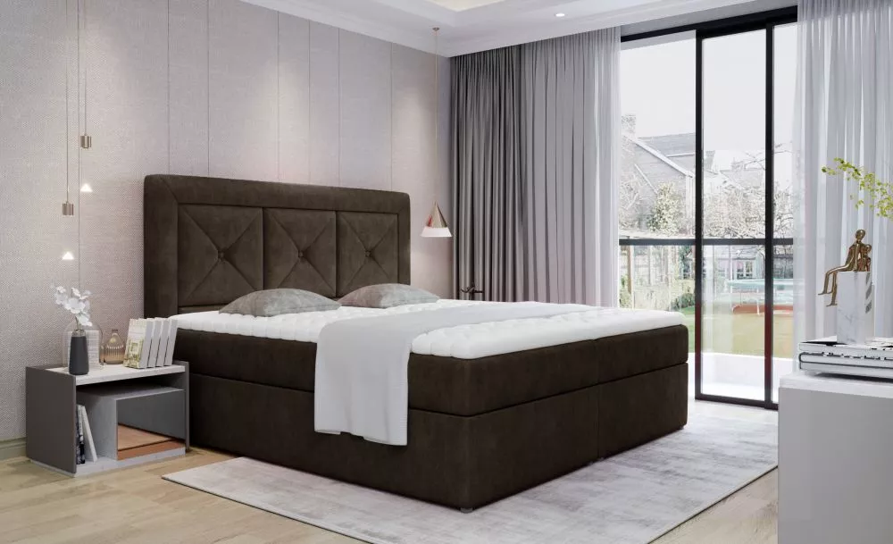 Gulta Idris Boxspring Premium standard Guļamvietas platums: 140 cm, Guļamvietas garums: 200 cm, · Tumši brūns · 140 × 21