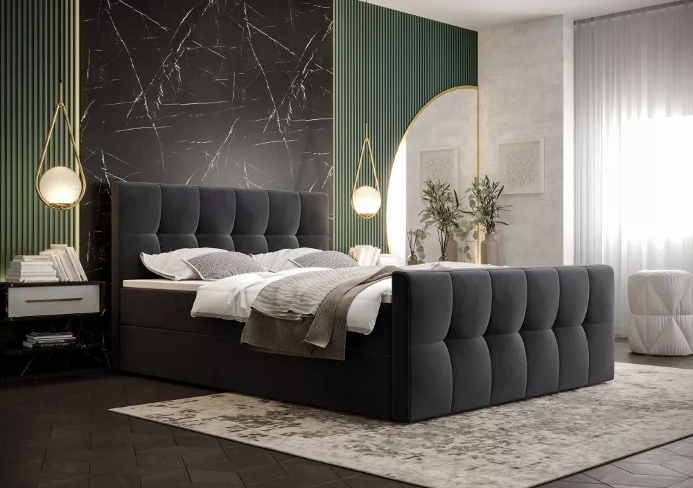 Gulta Manhattan Comfort Boxspring Standard Guļamvietas platums: 140 cm, Guļamvietas garums: 200 cm, · Antracīts · 140 × 