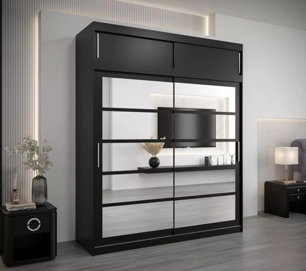 Skapis Roma 2 Premium · Melns · 200 × 62 × 240 cm