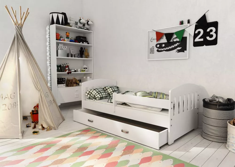 Bērnu gulta Miki B6 ar stelāžu Guļamvietas platums: 80 cm, Guļamvietas garums: 160 cm, · 85 × 164 × 65 cm