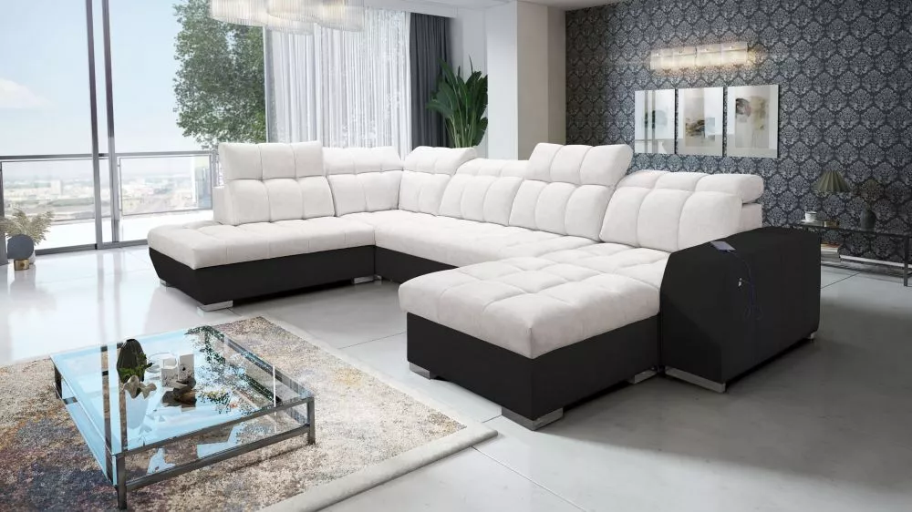 Dīvāns Pagano 6 Premium Standard · Bēšs + melns · 225 × 364 × 83 cm