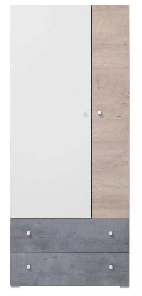 Skapis Sigma SI3 · Betons + balts + ozols · 80 × 50 × 190 cm