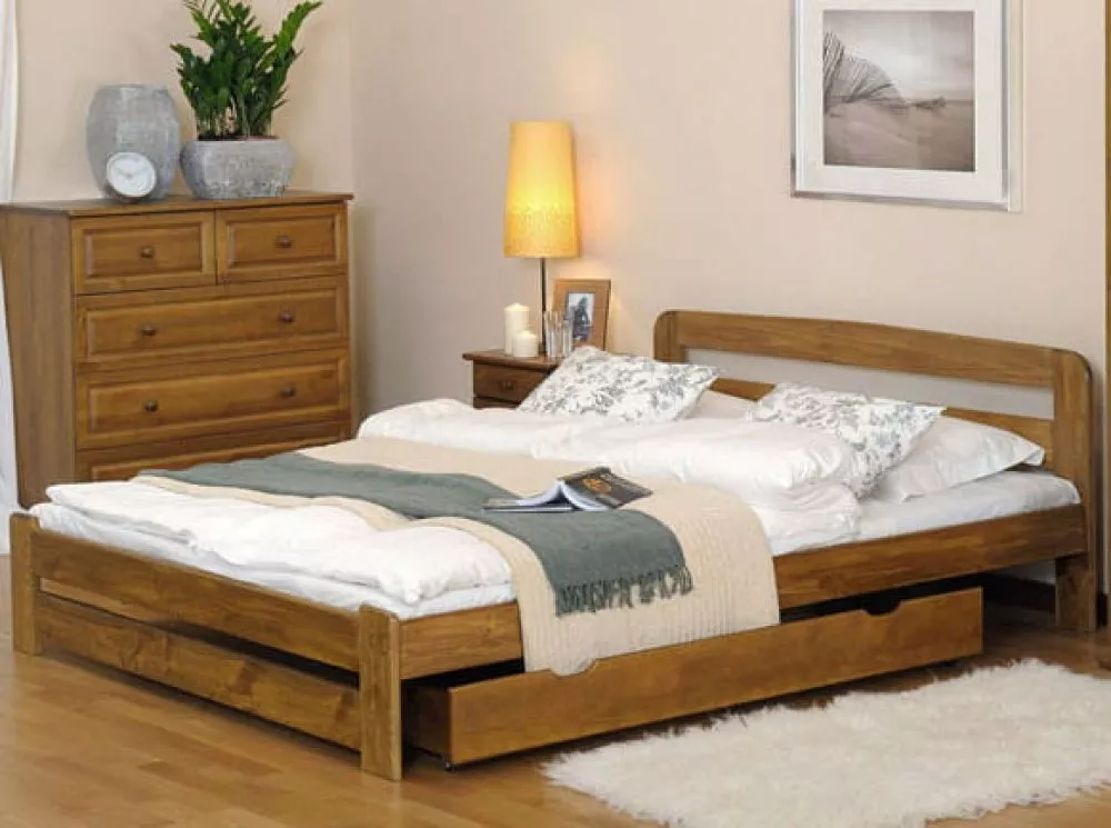 Gulta Lidia ar stelāžu Guļamvietas platums: 160 cm, Guļamvietas garums: 200 cm, · Eiropas ozols · 168 × 207 × 69 cm