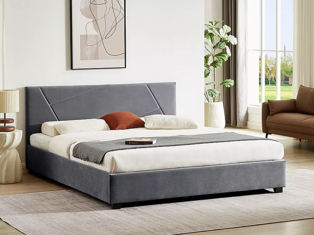 Gulta Columbia Velvet ar stelāžu Guļamvietas platums: 140 cm, Guļamvietas garums: 200 cm, · Pelēks · 147 × 212 × 86 cm