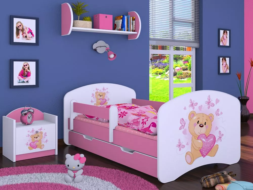 Bērnu gulta Happy L04 Zakochany Mis 160x80 ar stelāžu Guļamvietas platums: 80 cm, Guļamvietas garums: 160 cm, · 92 × 164