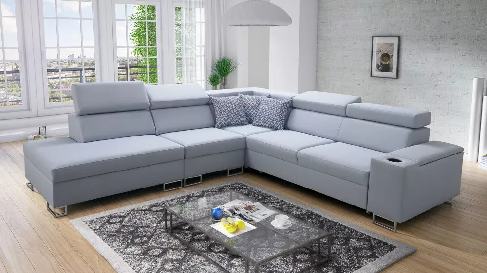Dīvāns Solvato 9 Standard · Gaiši zils · 283 × 300 × 81 cm