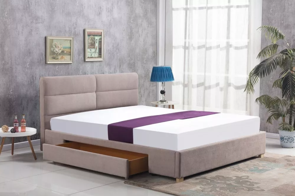 Gulta Merida 160x200 ar stelāžu Guļamvietas platums: 160 cm, Guļamvietas garums: 200 cm, · Bēšs · 170 × 216 × 95 cm