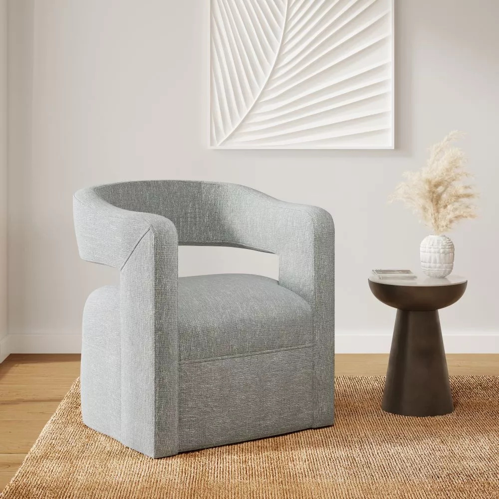 Mīksts krēsls Leith LET73 Sēdvietas dziļums: 58.5 cm, · Gaiši pelēks · 73.5 × 76 × 82.5 cm