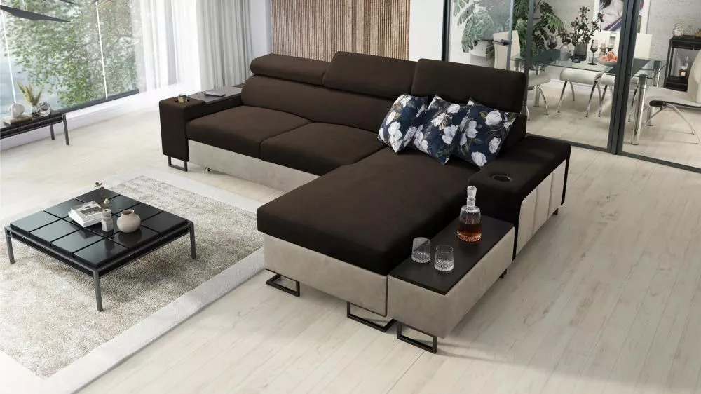 Dīvāns Melody 1 Maxi Premium Standard · Tumši brūns + krēms · 182 × 291 × 84 cm