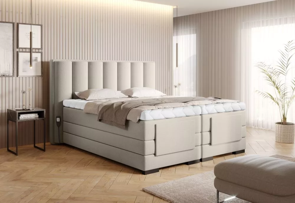 Gulta Veros Electric Boxspring Premium Standard Guļamvietas platums: 160 cm, Guļamvietas garums: 200 cm, · Gaišais krēms