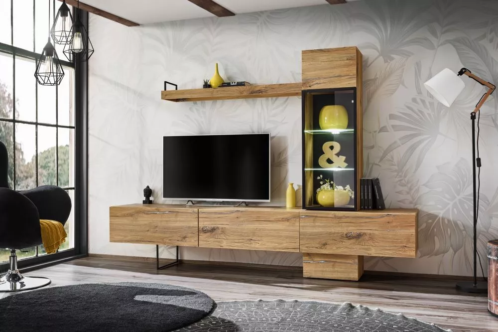Sekcija Rise ar LED Korpusa krāsa: ozols, · 240 × 40 × 170 cm