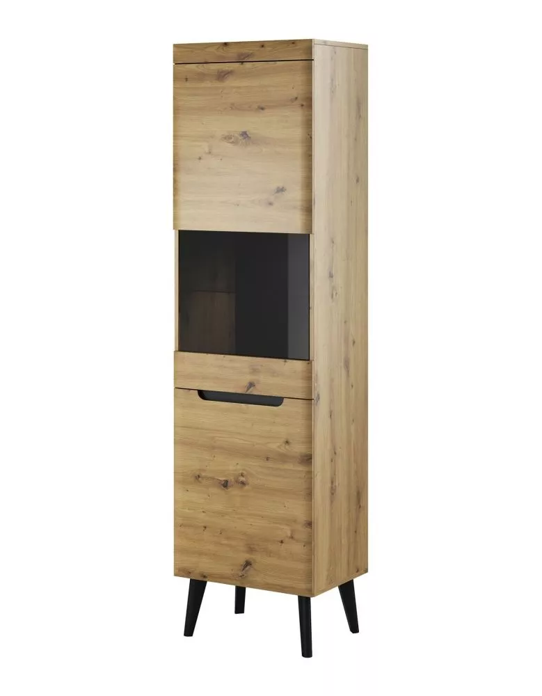 Sekcija Nordi NWT53 ar LED · Ozols artisan + melns · 53 × 40 × 197 cm