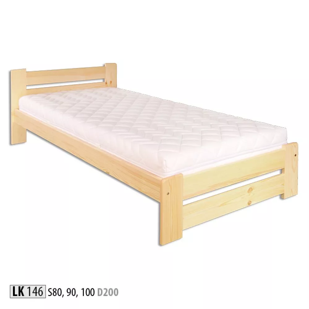 Gulta LK 146 ar stelāžu Kājiņu izmērs: 12x2.5 cm, Guļamvietas platums: 90 cm, Guļamvietas garums: 200 cm, stelāžas tips: