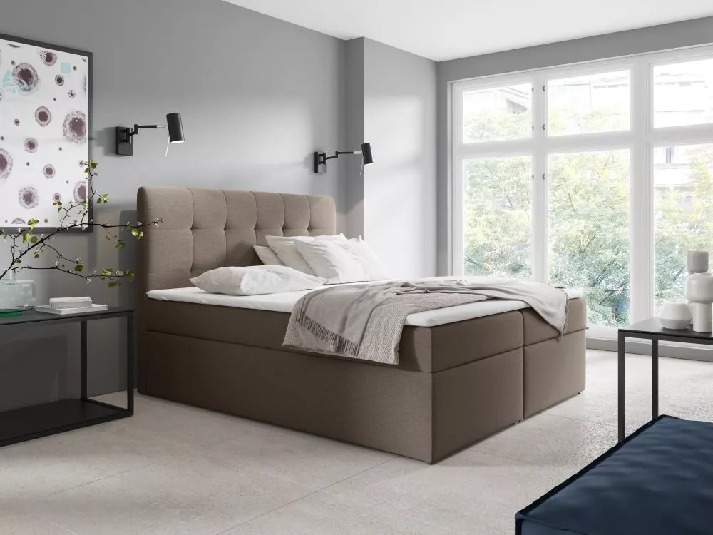 Gulta Boxspring 50 standard Guļamvietas platums: 160 cm, Guļamvietas garums: 200 cm, · Brūns · 161 × 210 × 130 cm