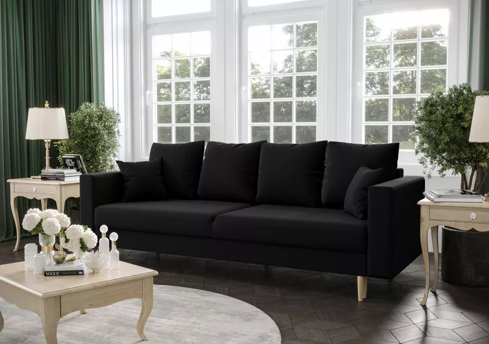 Dīvāns Kristi Standard Guļamvietas platums: 135 cm, · Melns · 225 × 87 cm