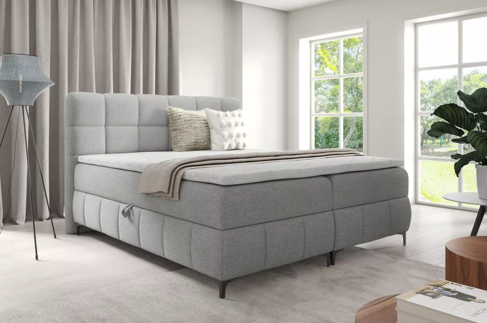 Gulta Sophie Boxspring Standard Guļamvietas platums: 120 cm, Guļamvietas garums: 200 cm, · Gaiši pelēks · 124 × 210 × 11
