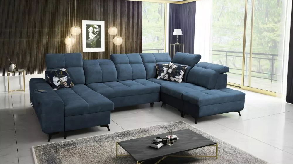 Dīvāns Golden 6 standard · Zila · 215 × 331 × 85 cm