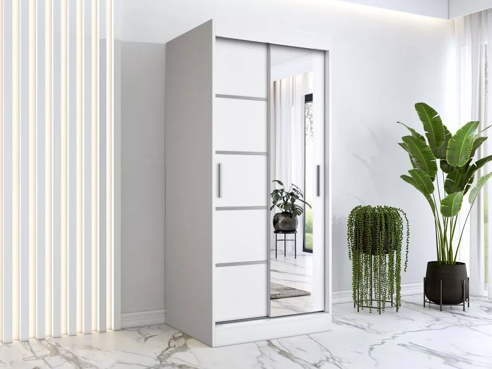 Skapis Pepe Mirror · Balts · 90 × 60 × 200 cm