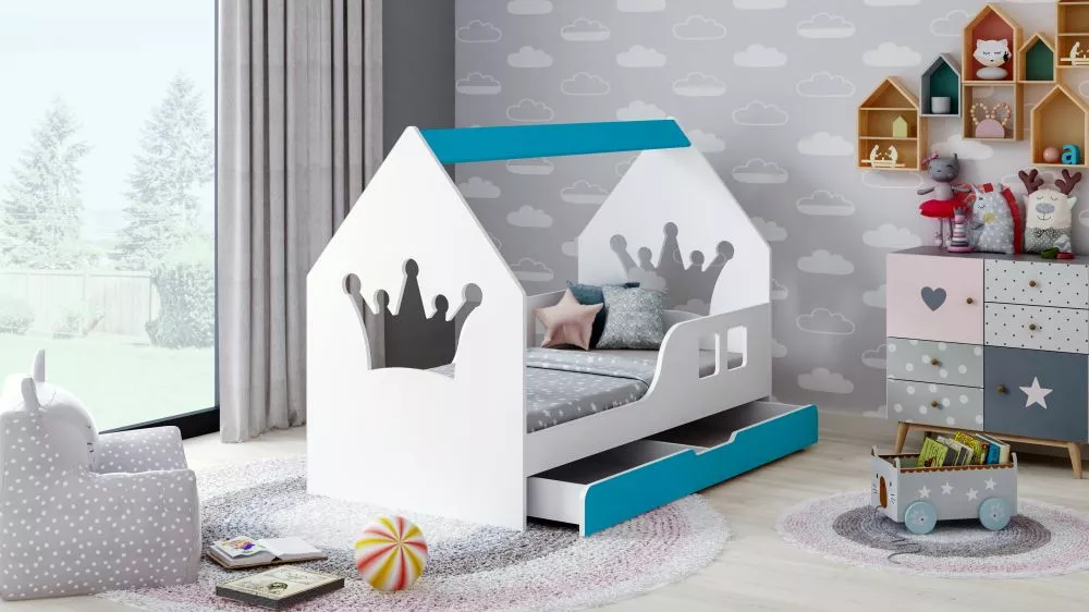 Bērnu gulta House 3 Comfort ar stelāžu Guļamvietas platums: 80 cm, Guļamvietas garums: 160 cm, · 84.5 × 165 × 120 cm