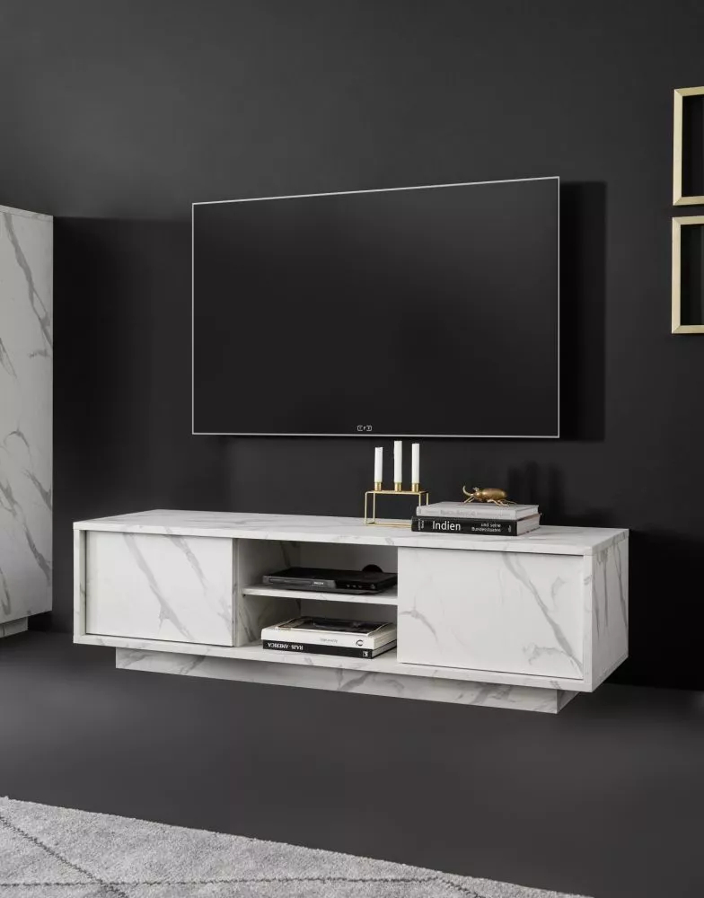TV tumba Ice Carrara RTV · Marmora balts · 139 × 43 × 44 cm