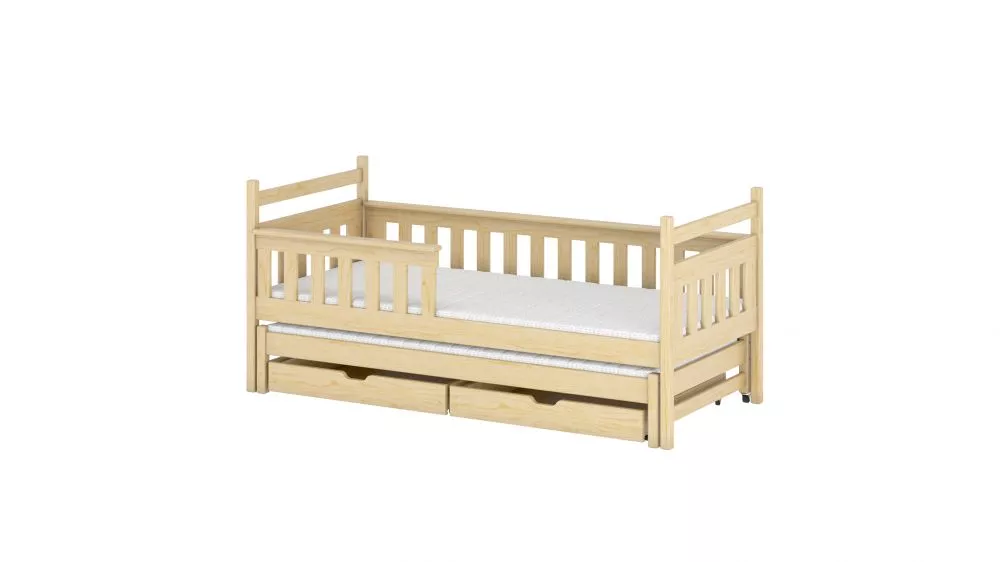 Bērnu gulta Dominik ar stelāžām Guļamvietas platums: 80 cm, Guļamvietas garums: 200 cm, · Priede · 87 × 208 × 85 cm