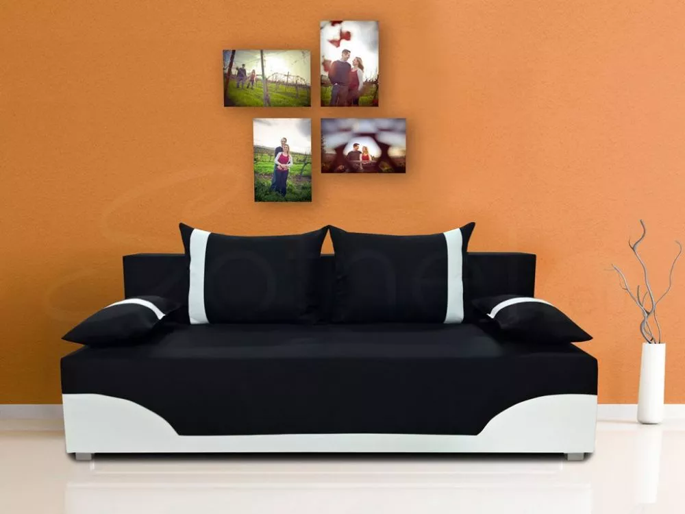 Dīvāns Tunis Sofa standard · Melns + balts · 88 × 195 × 90 cm
