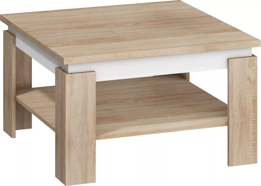 Žurnālgalds Alfa Meblo · Sonoma + balts spīdums · 80 × 80 × 80 × 48 cm