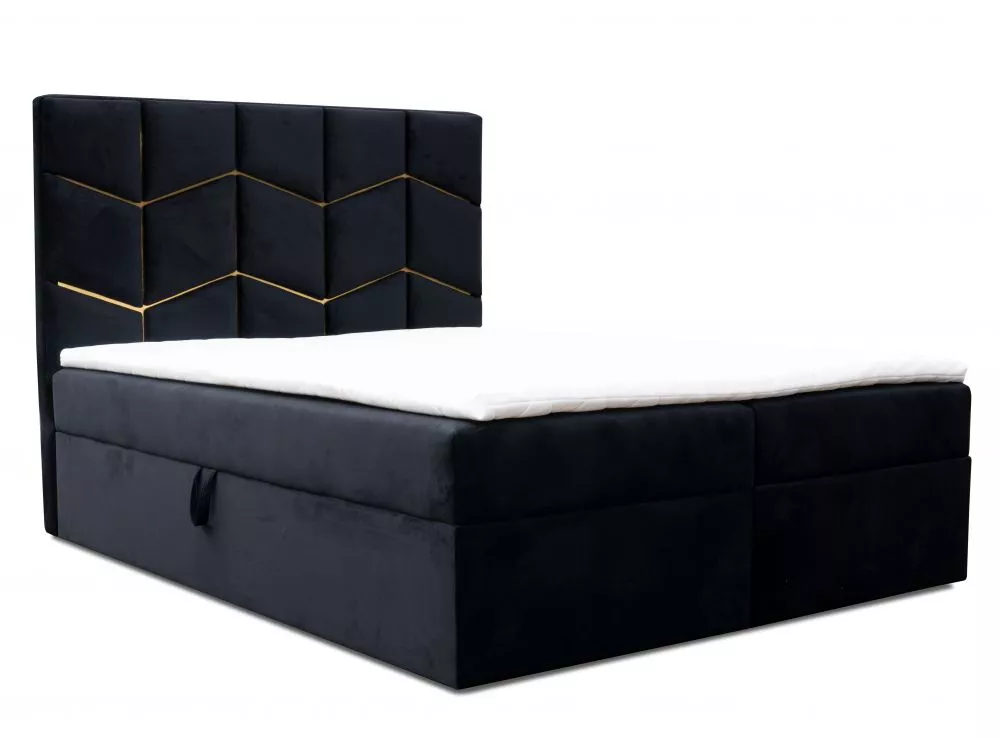 Gulta Forest Boxspring Standard Guļamvietas platums: 180 cm, Guļamvietas garums: 200 cm, · Melns · 180 × 210 × 133 cm