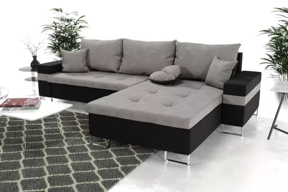 Dīvāns Oss Standard · Pelēks + melns · 142 × 255 × 76 cm
