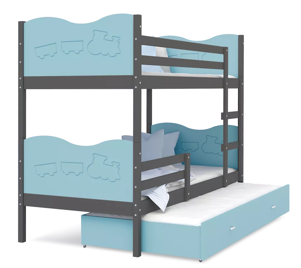 Bērnu gulta Max 3 MDF 90x200 ar stelāžām Guļamvietas platums: 90 cm, Guļamvietas garums: 200 cm, · 96 × 208 × 158 cm