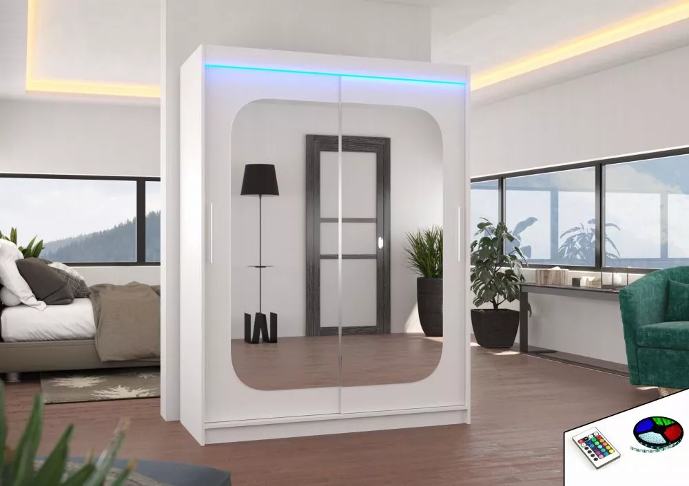 Skapis Clever Classic ar LED · Balts · 150 × 58 × 200 cm
