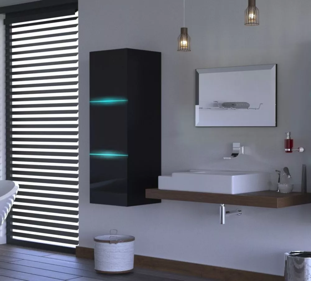 Vannas istabas komplekts Alius 7 ar LED · Melns · 110 × 30 cm