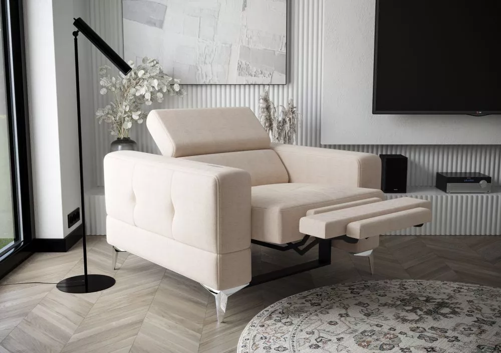 Mīksts krēsls Toscania 1S Relax standard Sēdvietas dziļums: 56 cm, · Gaiši bēšs · 115 × 97 × 78 cm