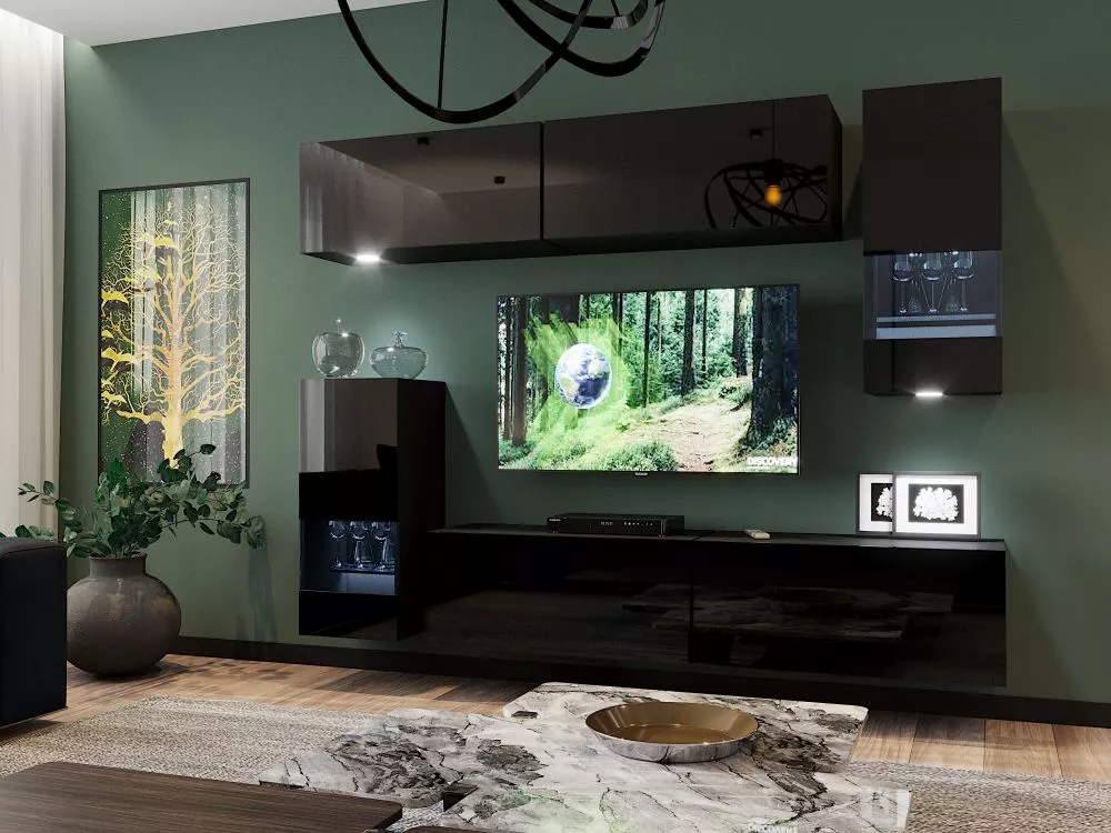 Sekcija Box 76 ar LED · Melns · 38 cm