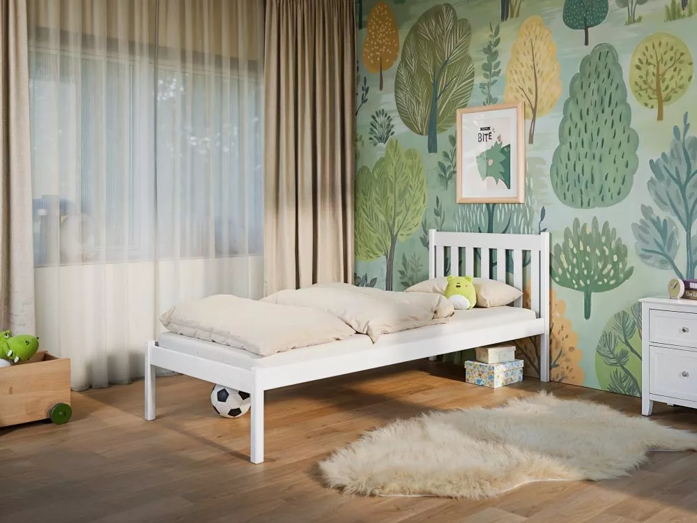 Bērnu gulta Martin 90x200 ar stelāžu Guļamvietas platums: 90 cm, Guļamvietas garums: 200 cm, · Balts · 96 × 208 × 89.5 c