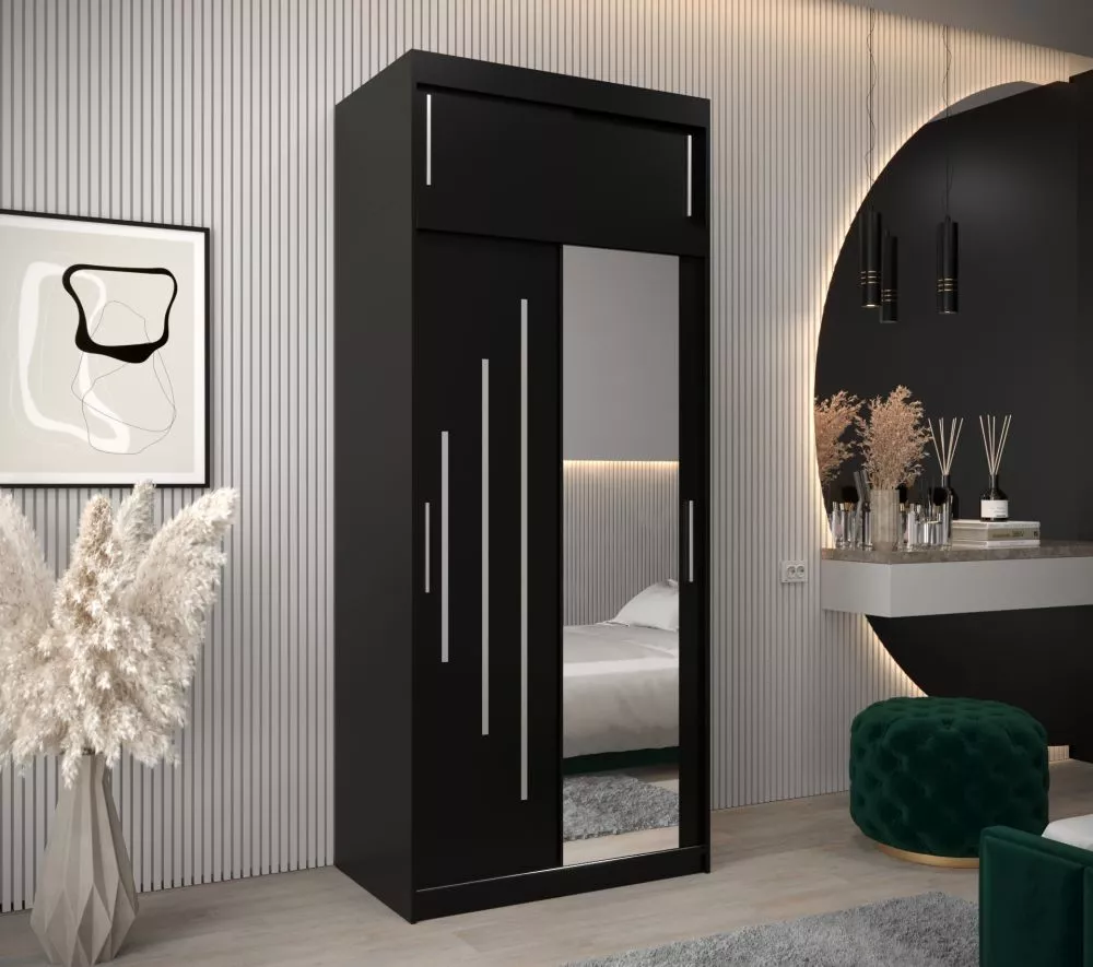 Skapis York 2 Premium · Melns · 100 × 62 × 240 cm