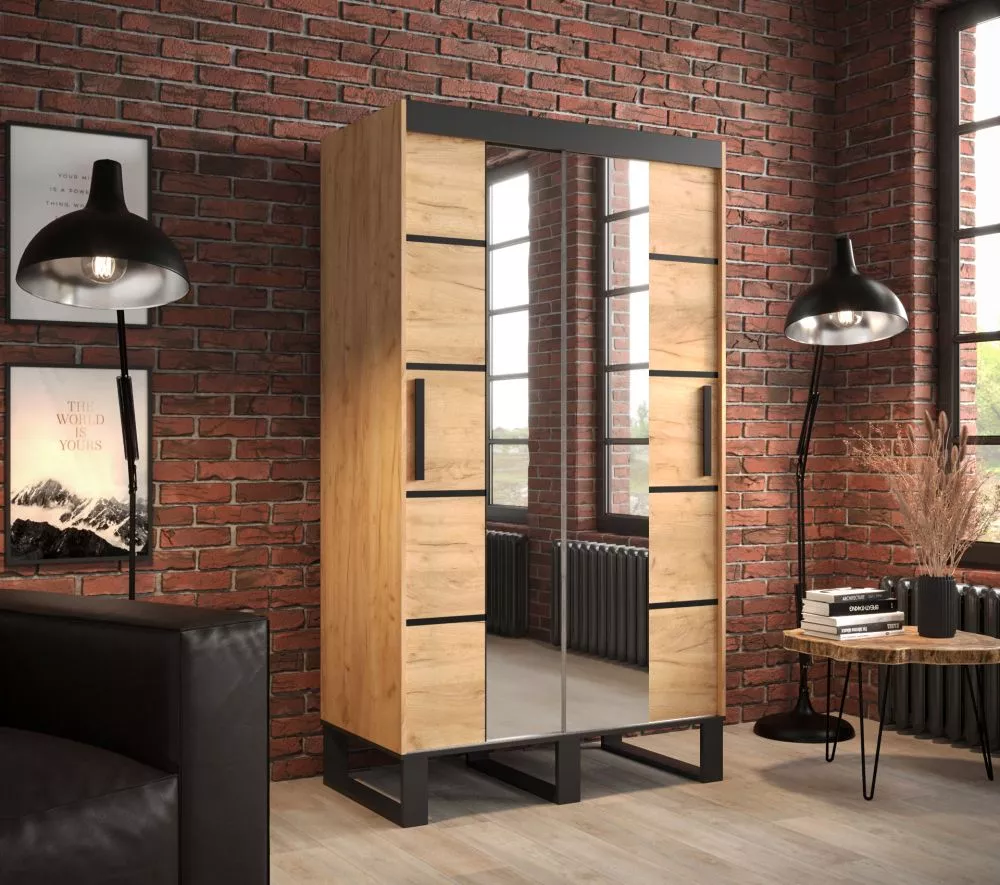 Skapis Loft V4 · Ozols craft zelts · 120 × 62 × 212 cm