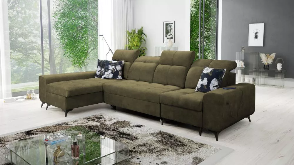 Dīvāns Golden 12 standard · Olīvu · 173 × 324 × 85 cm
