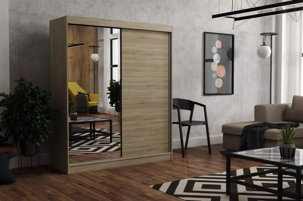 Skapis John Mirror · Sonoma · 180 × 60 × 215 cm