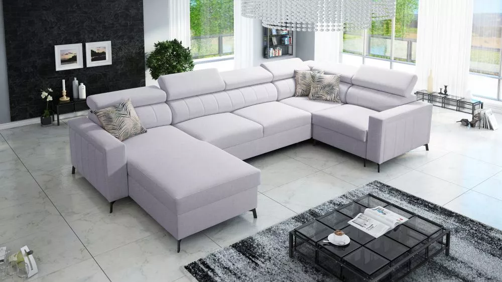 Dīvāns Baltico 5 Maxi Premium Standard · Gaiši pelēks · 198 × 351 × 83 cm