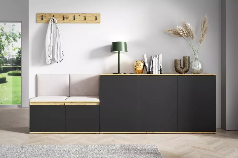 Apavu plaukts Emi 35 Trinity Korpusa krāsa: ozols artisan + melns, · 250 × 88 × 40 cm