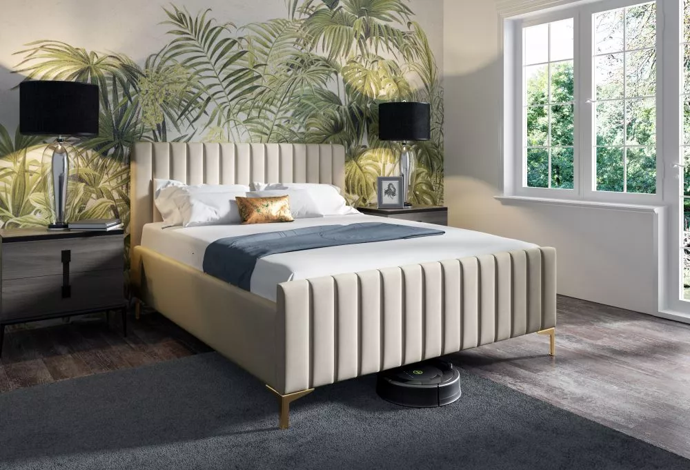Gulta PK25 ar stelāžu Guļamvietas platums: 120 cm, Guļamvietas garums: 200 cm, stelāžas tips: metāla, · Gaišais krēms · 