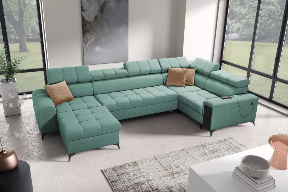 Dīvāns Greco 4 Maxi Standard · Piparmētru · 201 × 359 × 84 cm