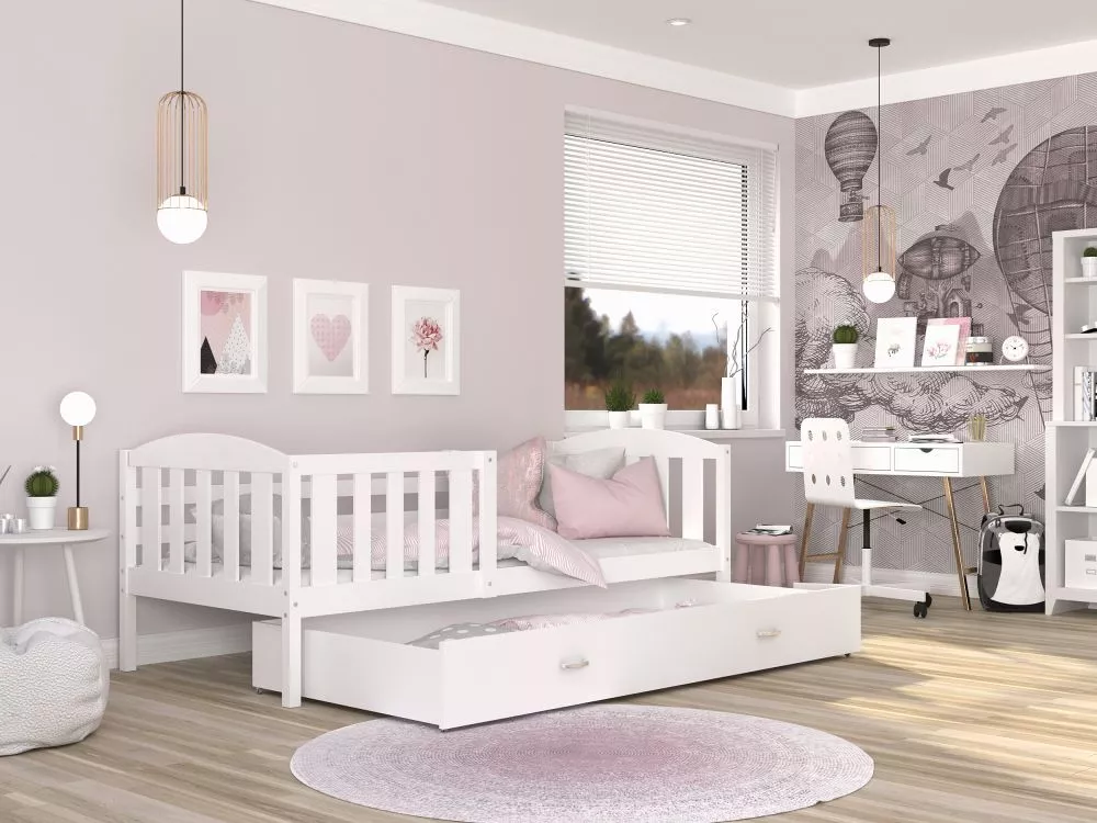 Bērnu gulta Kubus P MDF 90x200 ar stelāžu Guļamvietas platums: 90 cm, Guļamvietas garums: 200 cm, · 96 × 208 × 74 cm