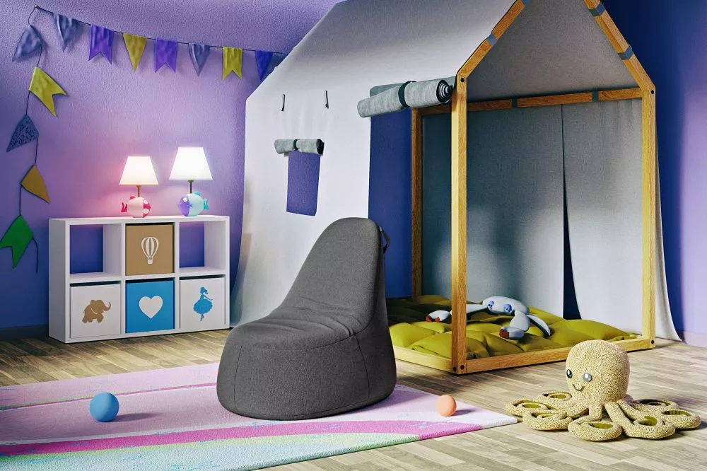 Pufs Mario P Standard Auduma numurs: Poco 04, · Tumši pelēks · 83 × 83 × 78 cm