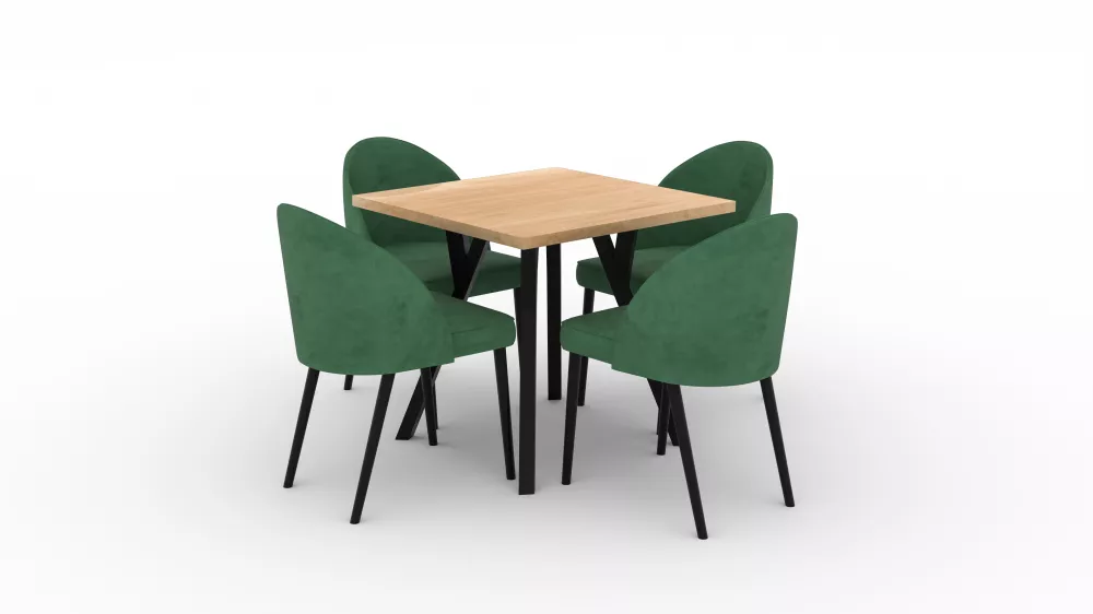 Komplekts Set 84 Personu skaits: 4, Korpusa krāsa: ozols craft zelts, Elementu krāsa: zaļš, · 80 cm